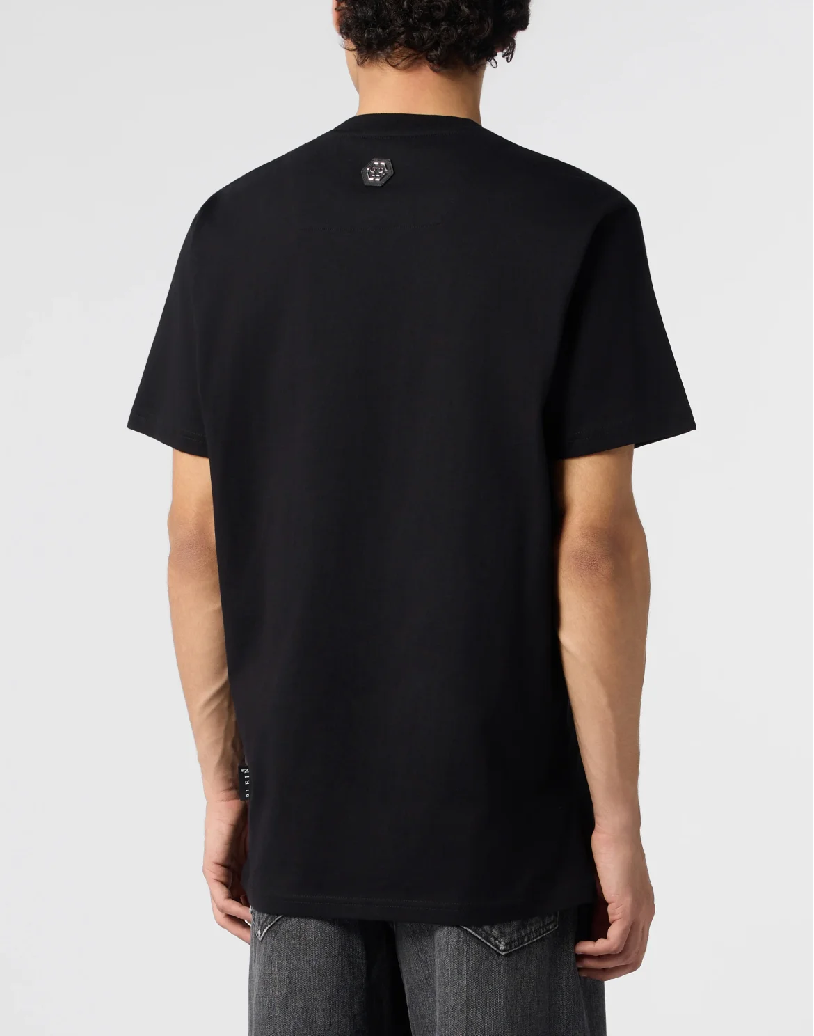 T-shirt Round Neck SS Flock print Hexagon, цвет: Черный