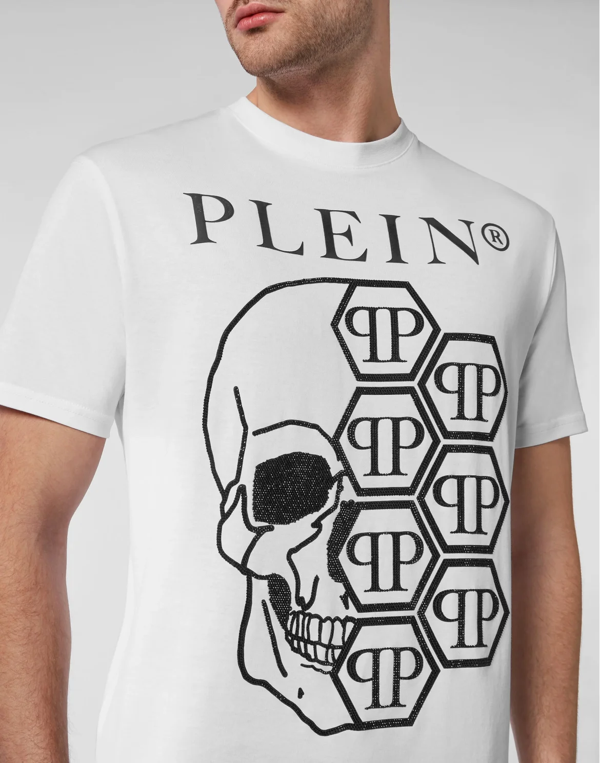 T-shirt Round Neck SS Skull and Plein, цвет: Белый