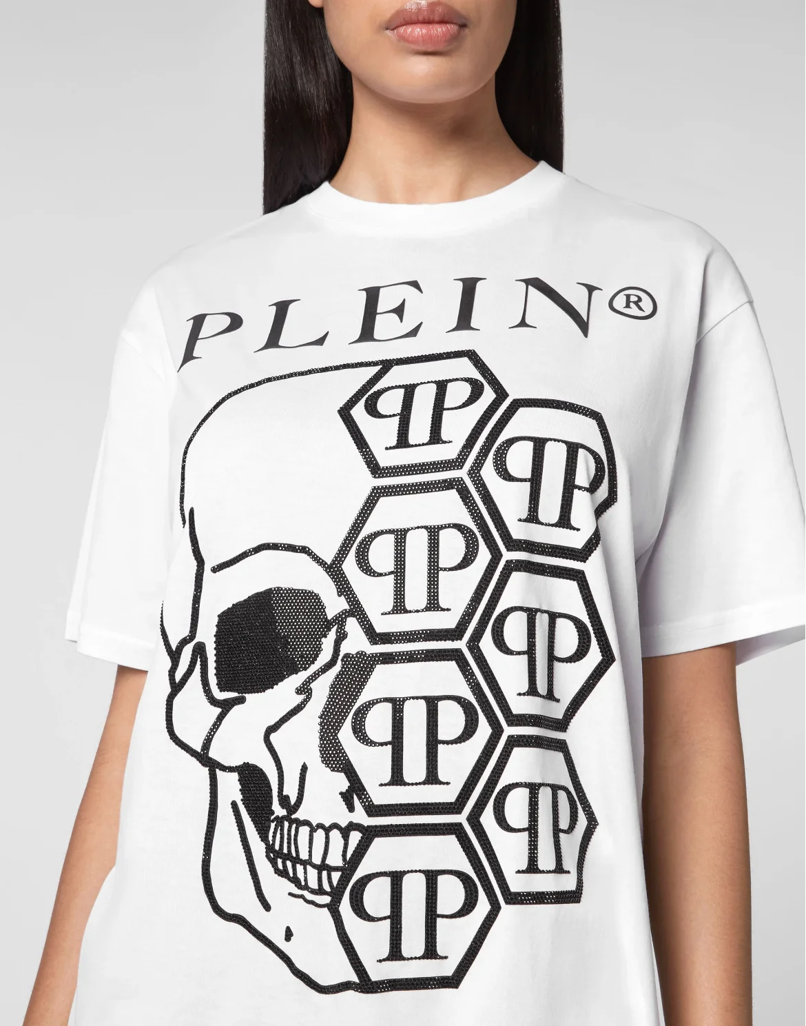 T-shirt Round Neck SS Skull and Plein, цвет: Белый