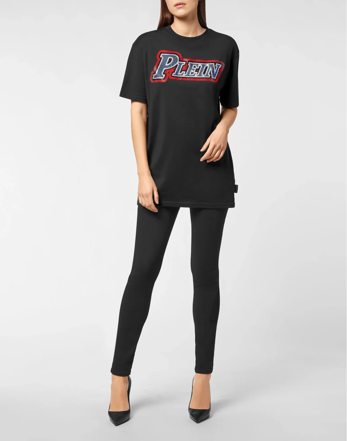 T-shirt Round Neck SS Skull and Plein with Crystals, цвет: Черный