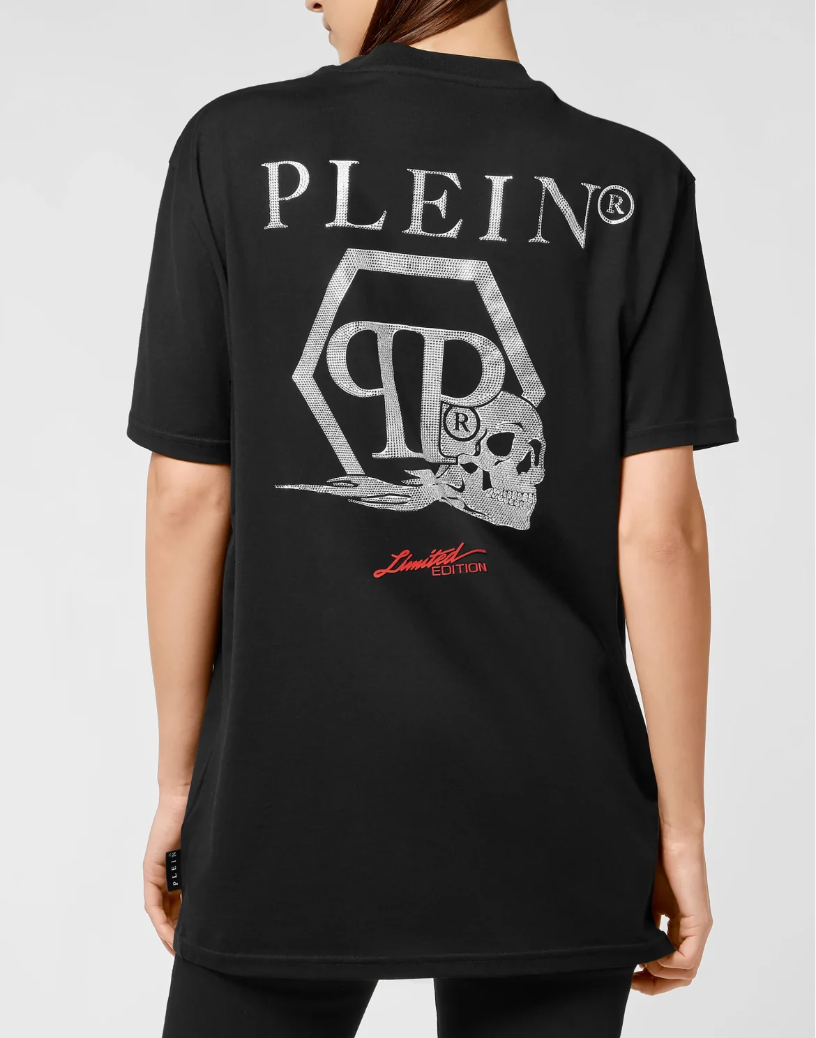T-shirt Round Neck SS Skull and Plein with Crystals, цвет: Черный