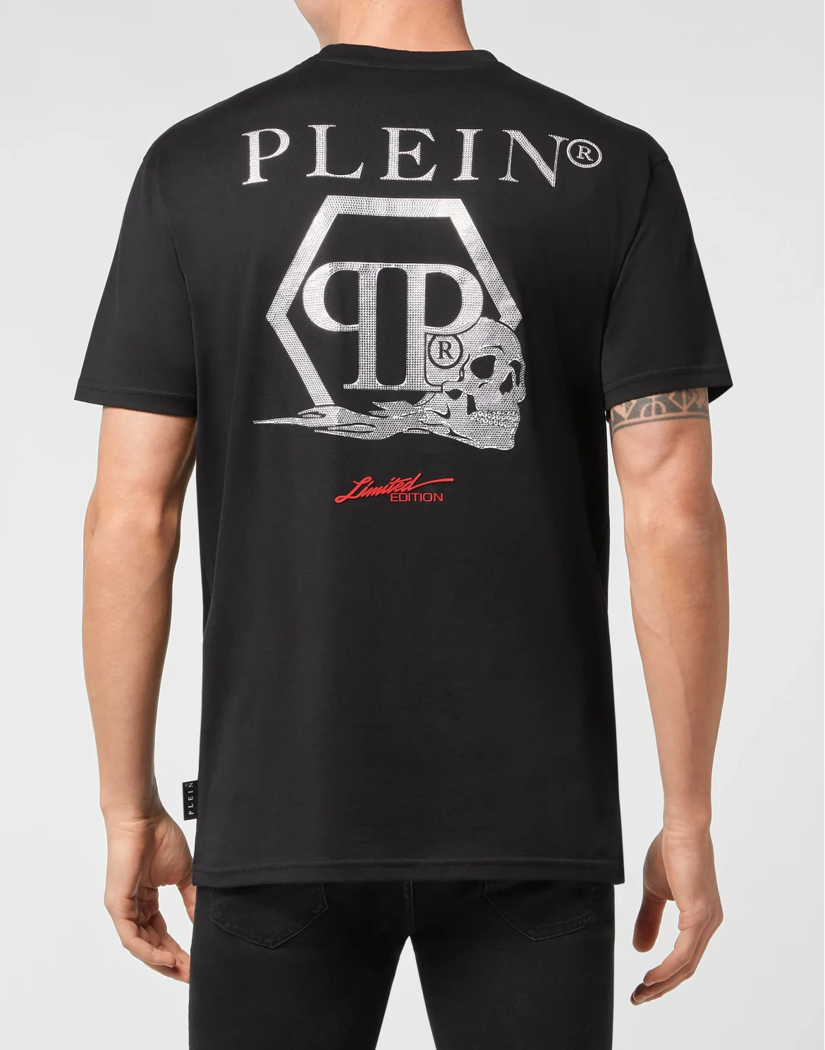 T-shirt Round Neck SS Skull and Plein with Crystals, цвет: Черный