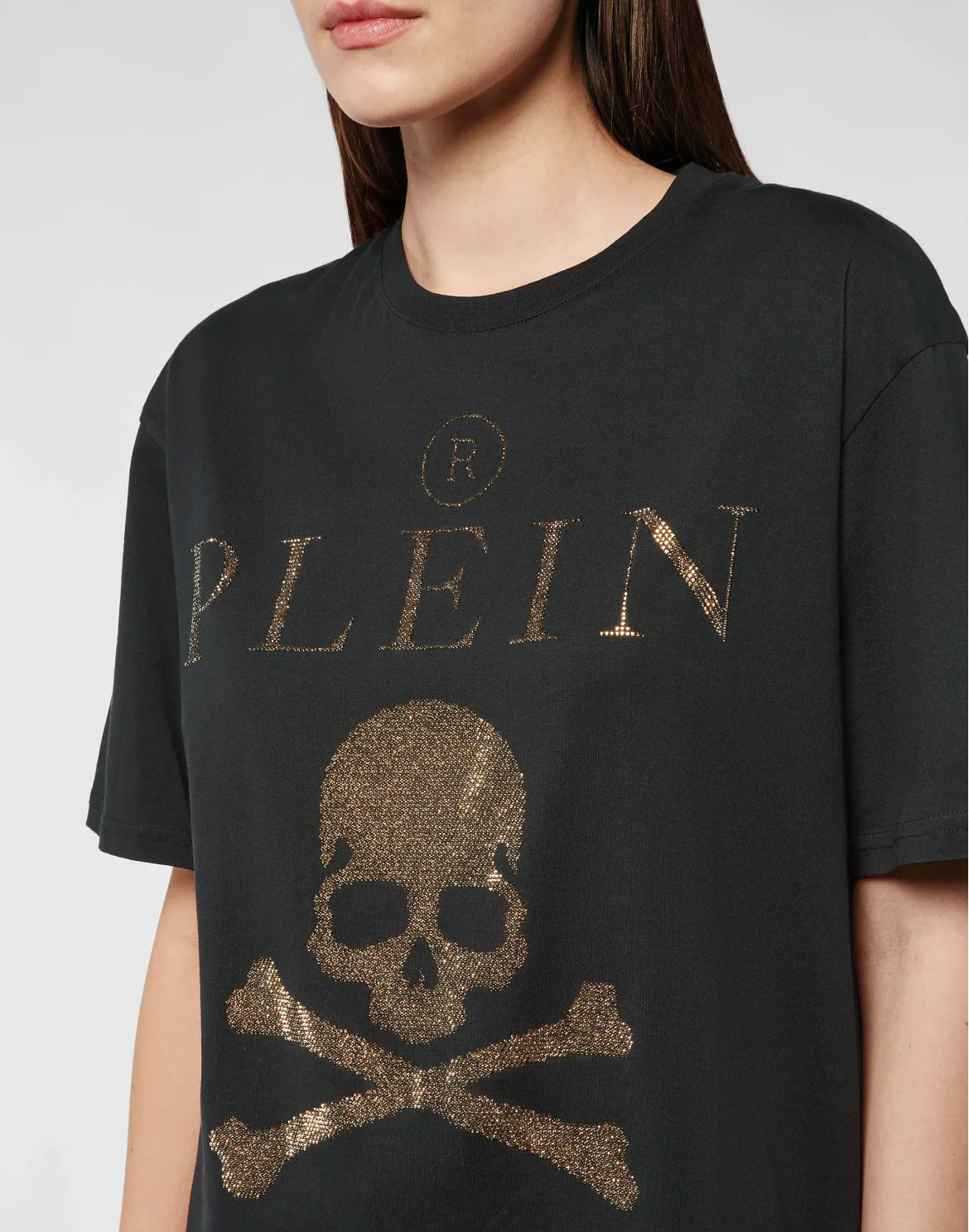 T-shirt Round Neck SS Crystal Skull with Crystals, цвет: Черный