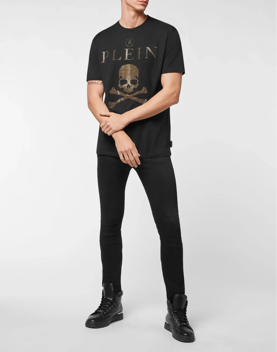 T-shirt Round Neck SS Crystal Skull with Crystals, цвет: Черный