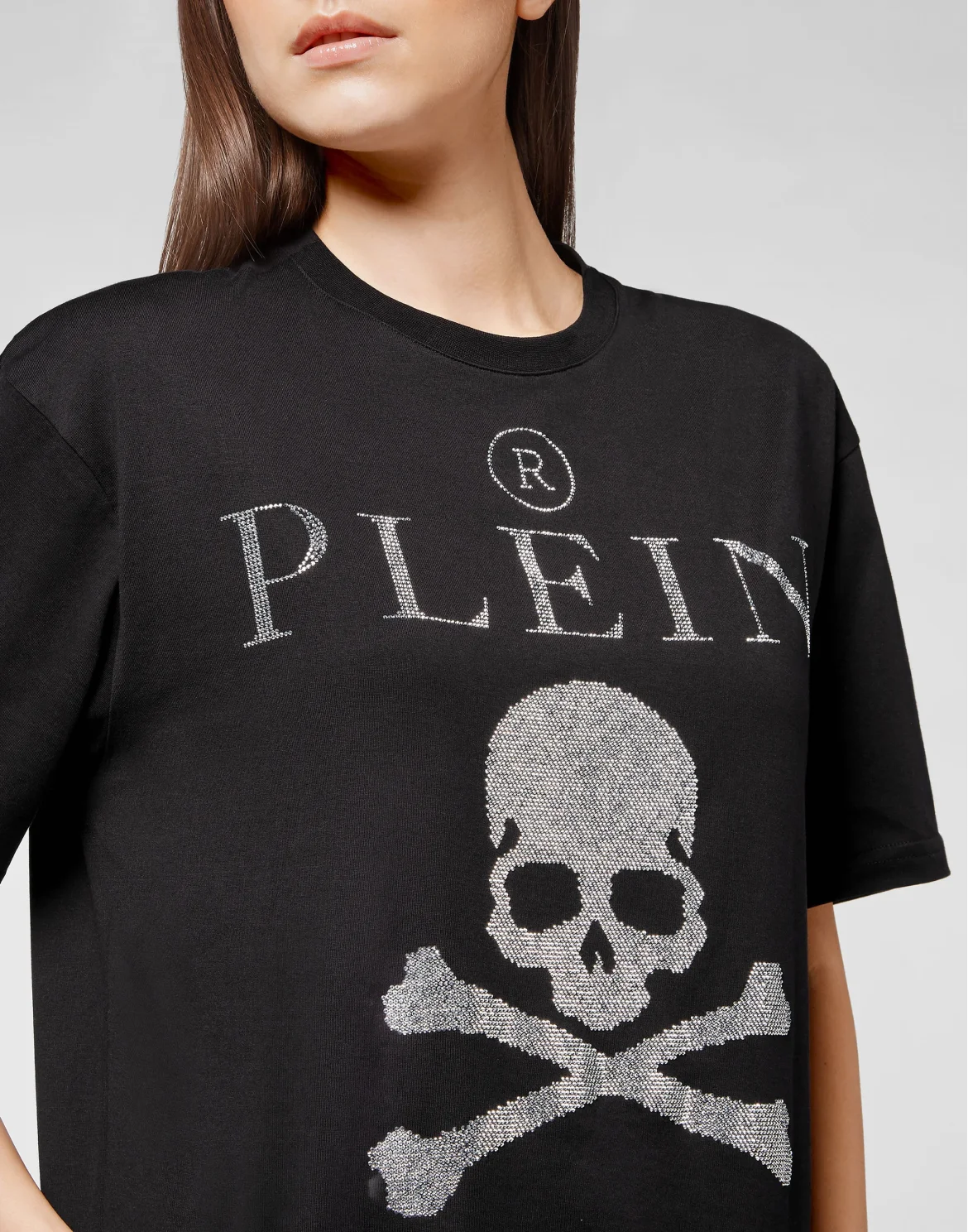 T-shirt Round Neck SS Crystal Skull with Crystals, цвет: Черный