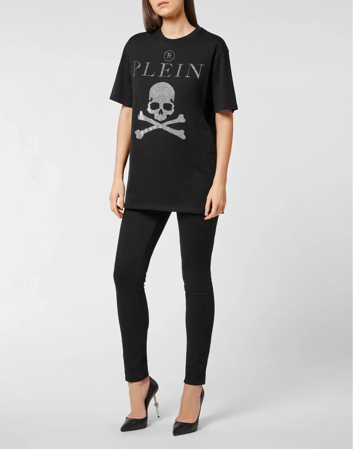 T-shirt Round Neck SS Crystal Skull with Crystals, цвет: Черный