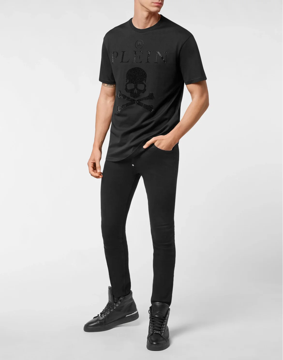 T-shirt Round Neck SS Crystal Skull with Crystals, цвет: Черный