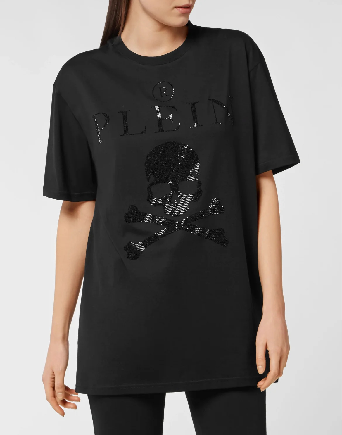 T-shirt Round Neck SS Crystal Skull with Crystals, цвет: Черный