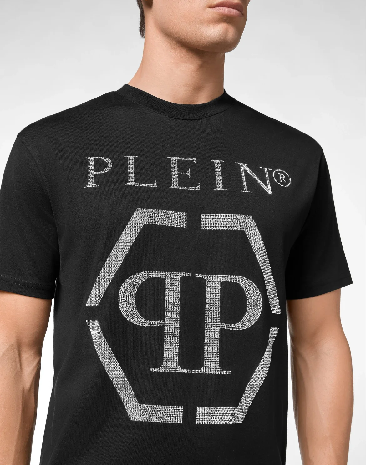 T-shirt Round Neck SS Hexagon with Crystals, цвет: Черный