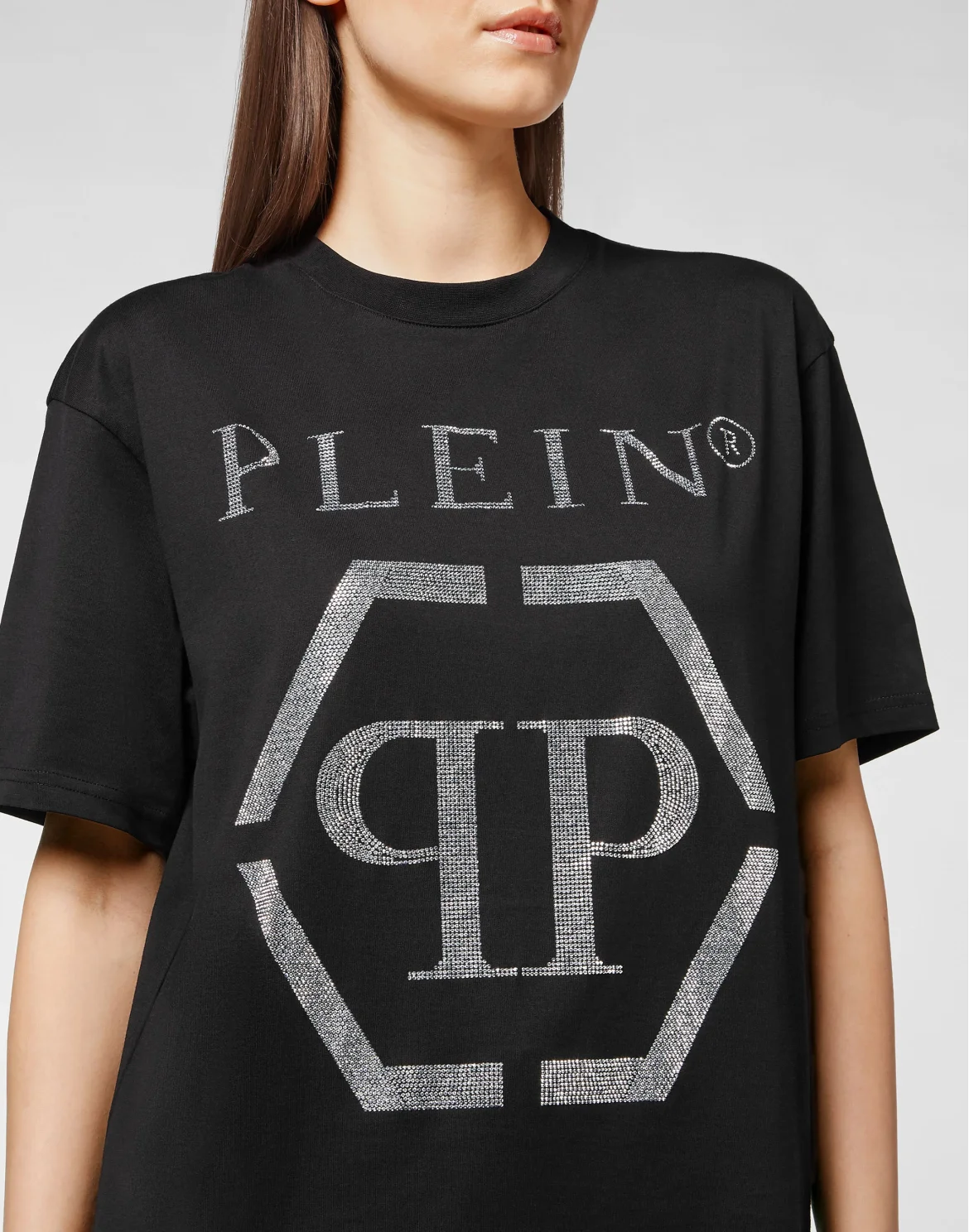 T-shirt Round Neck SS Hexagon with Crystals, цвет: Черный