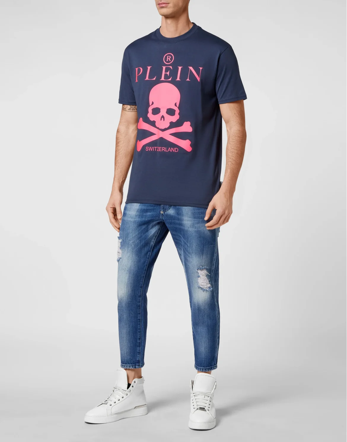 T-shirt Round Neck SS Skull and Plein, цвет: Синий