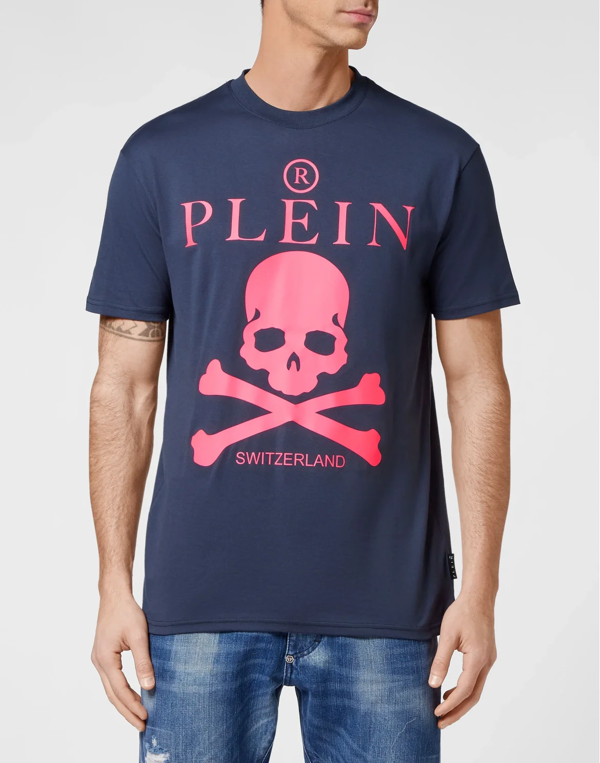 T-shirt Round Neck SS Skull and Plein, цвет: Синий