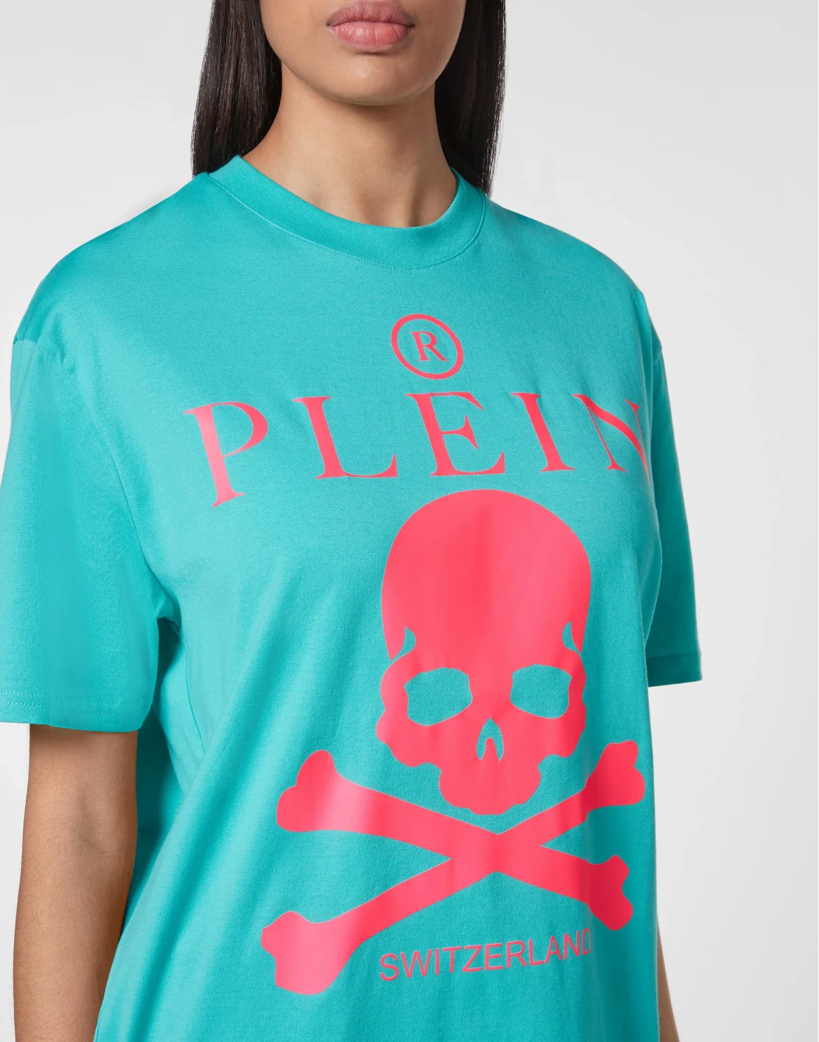 T-shirt Round Neck SS Skull and Plein, цвет: Бирюзовый