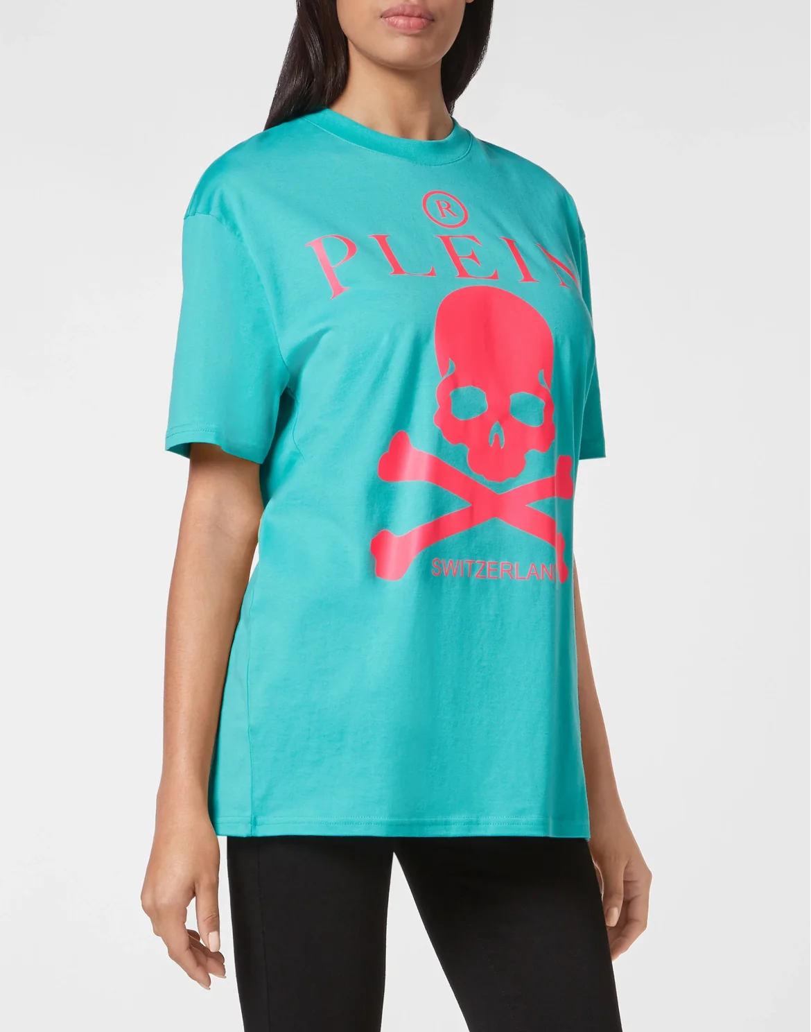 T-shirt Round Neck SS Skull and Plein, цвет: Бирюзовый