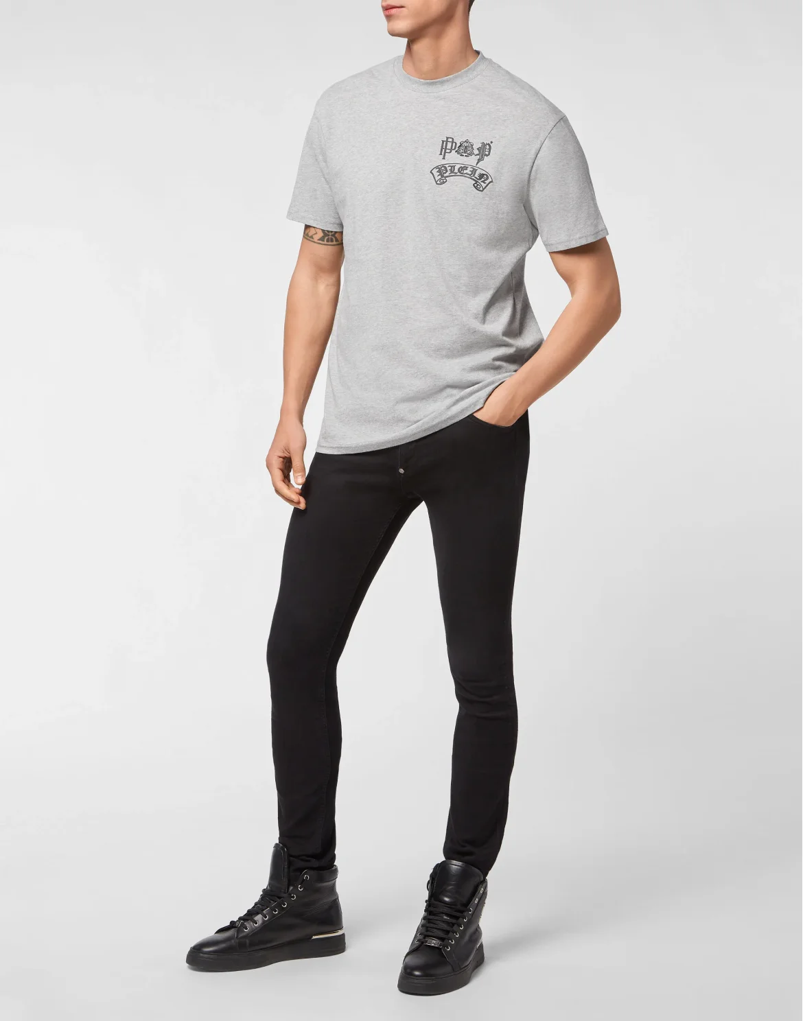 T-shirt Round Neck SS Gothic Plein, цвет: Серый