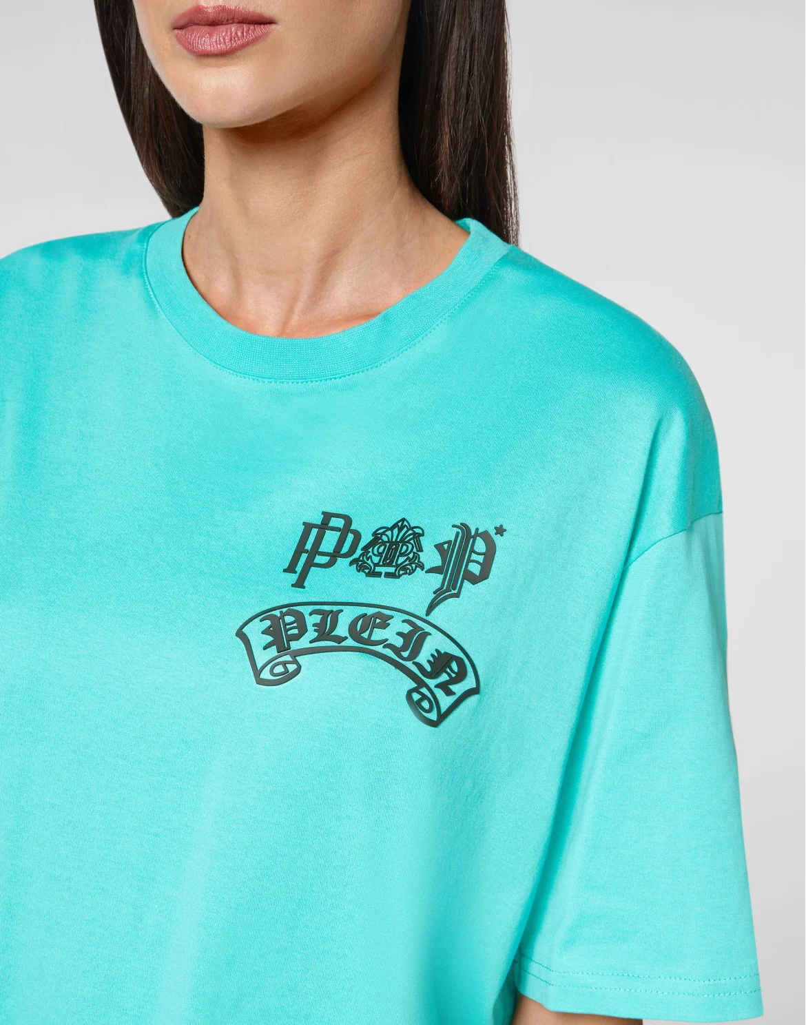 T-shirt Round Neck SS Gothic Plein, цвет: Бирюзовый