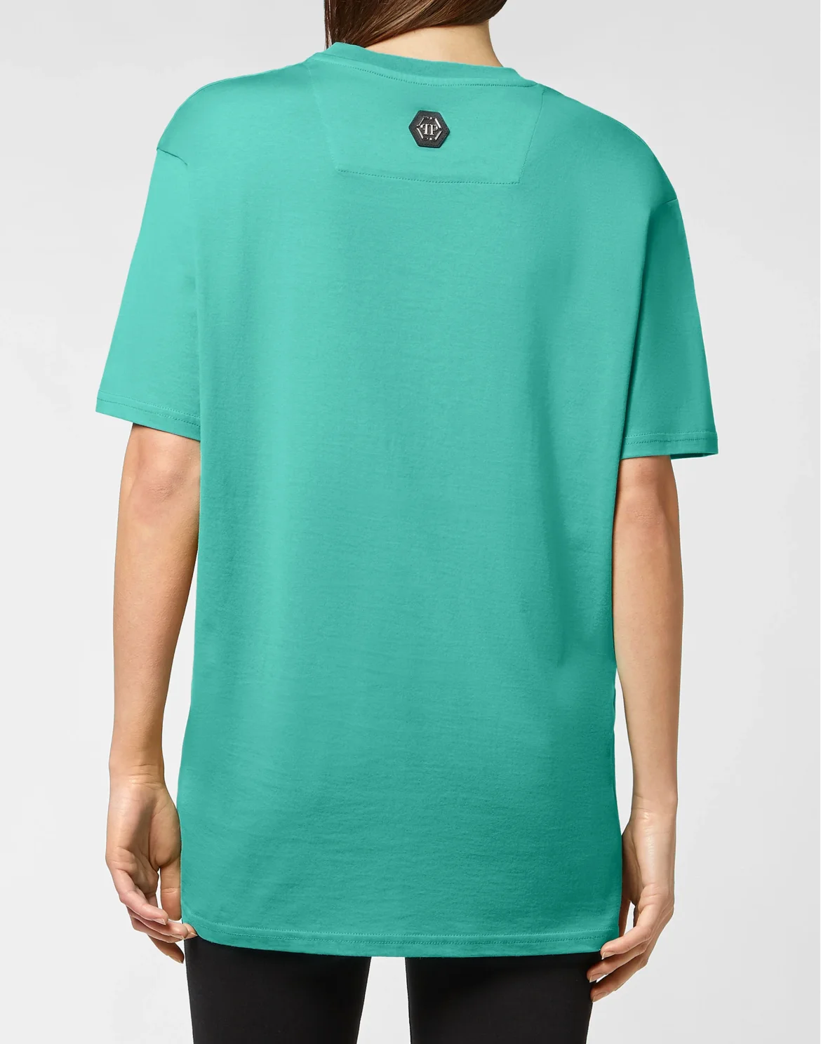 T-shirt Round Neck SS Hand Painted  Philipp Plein TM, цвет: Бирюзовый