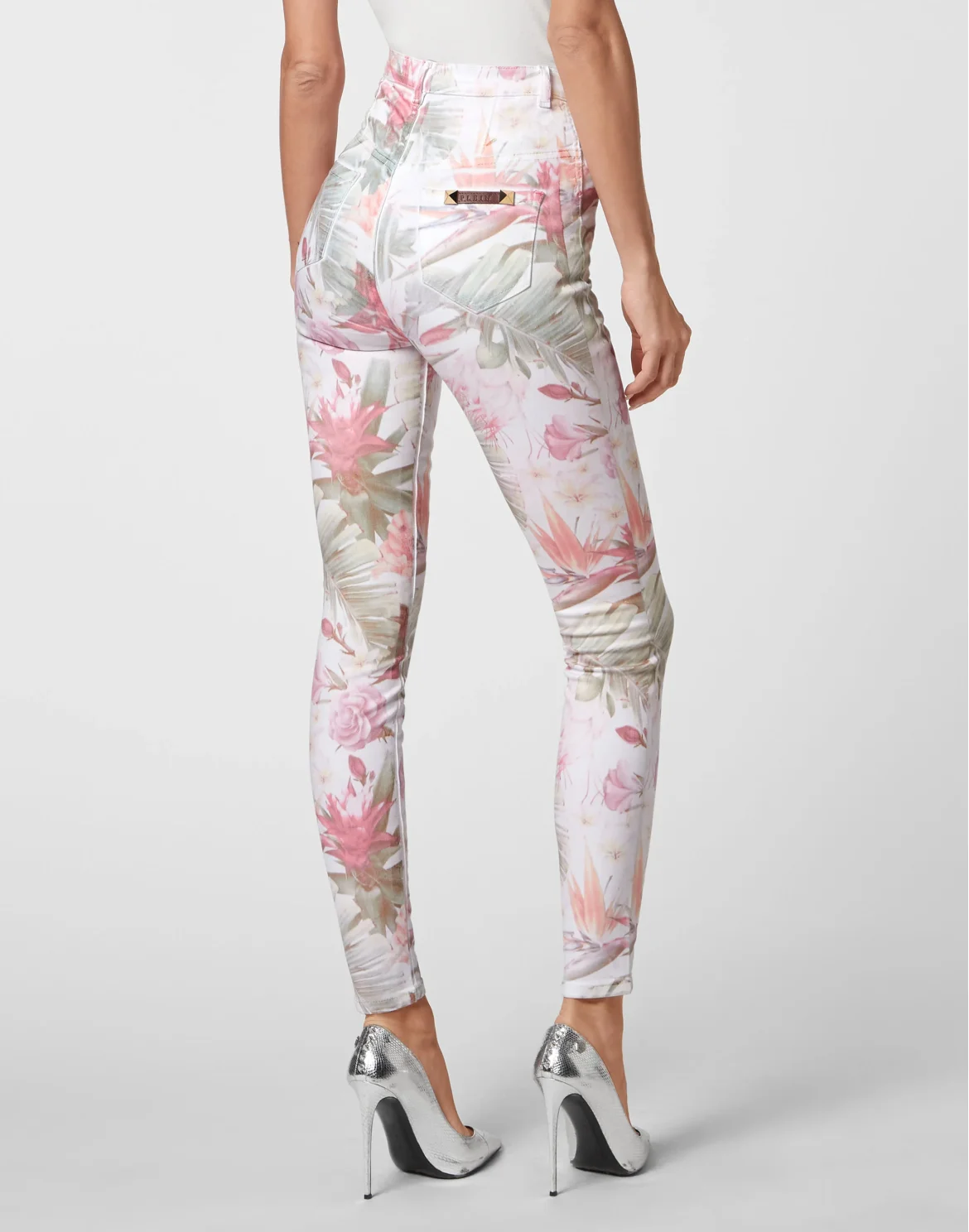 Super High Waist Jegging Flowers, цвет: Белый