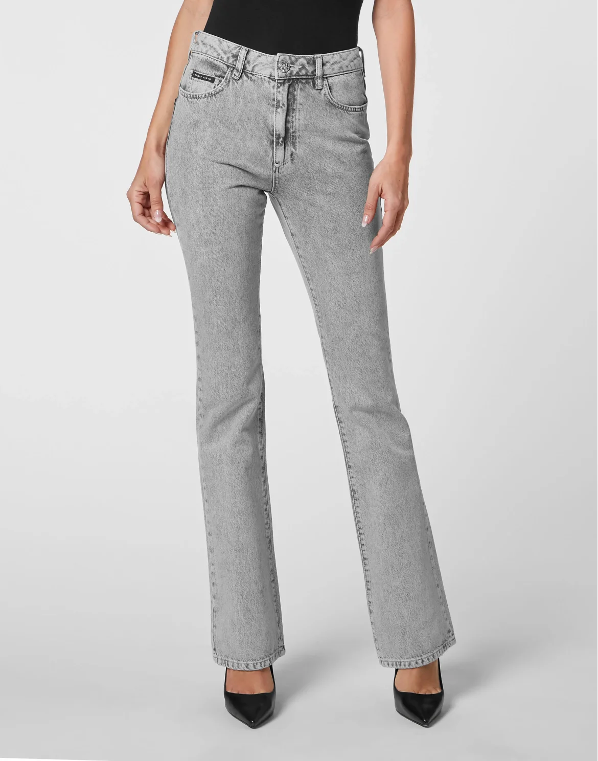 Denim High Waisted Flare, цвет: Серый