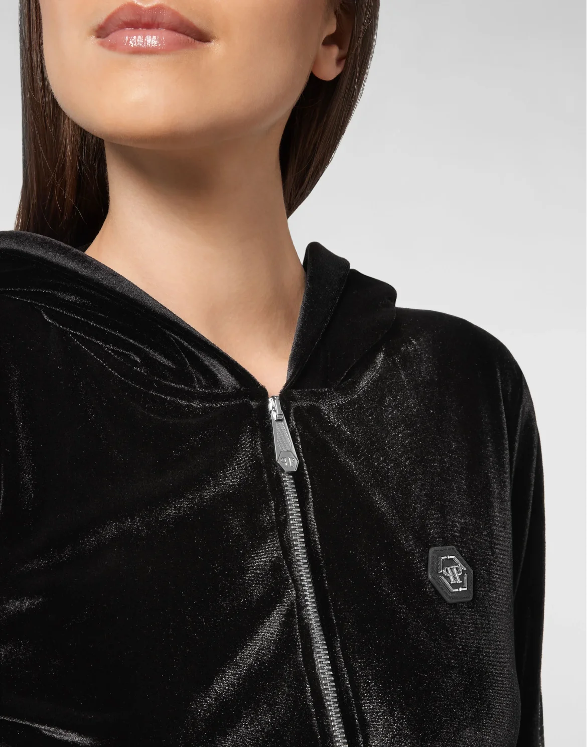 Velvet Hoodie sweatshirt Full Zip  Gothic Plein, цвет: Черный