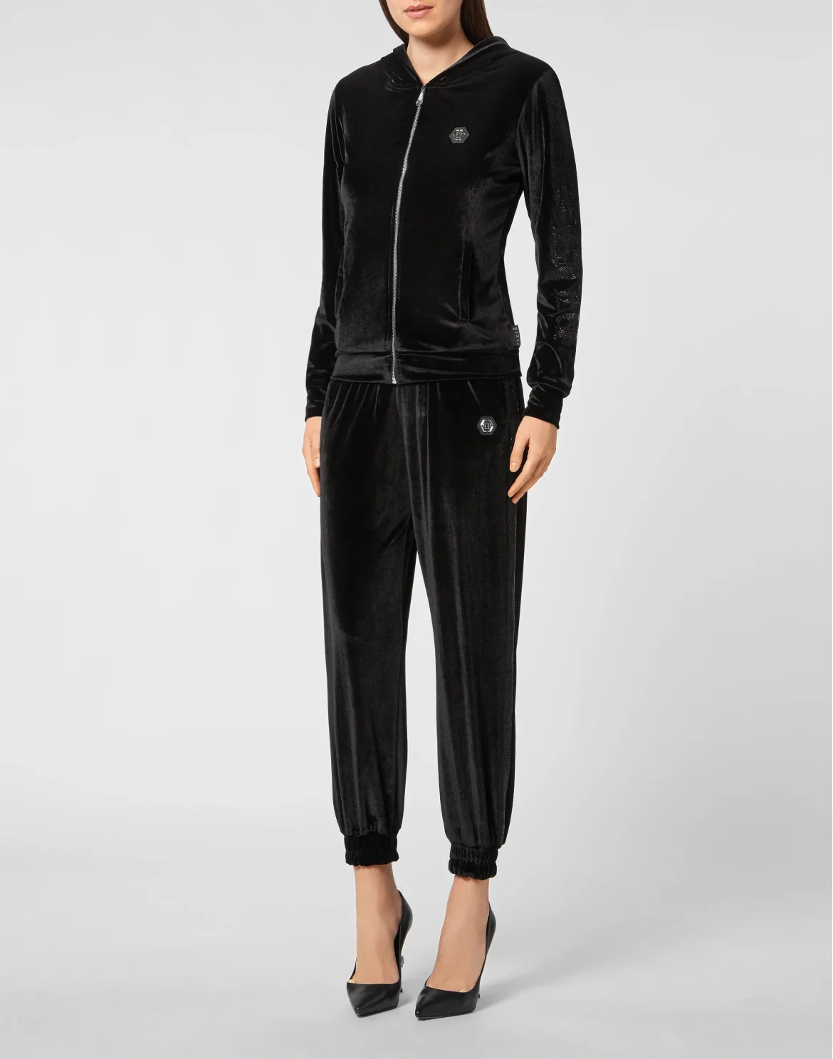 Velvet Hoodie sweatshirt Full Zip  Gothic Plein, цвет: Черный