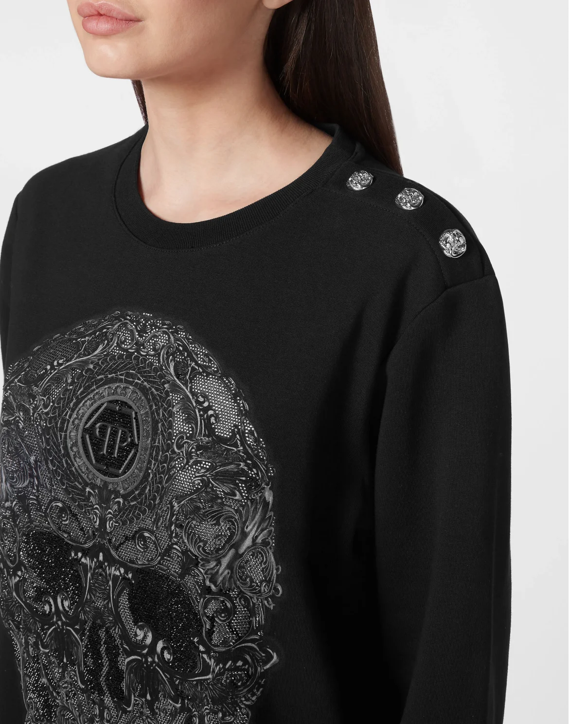 Oversize Sweatshirt LS Baroque, цвет: Черный