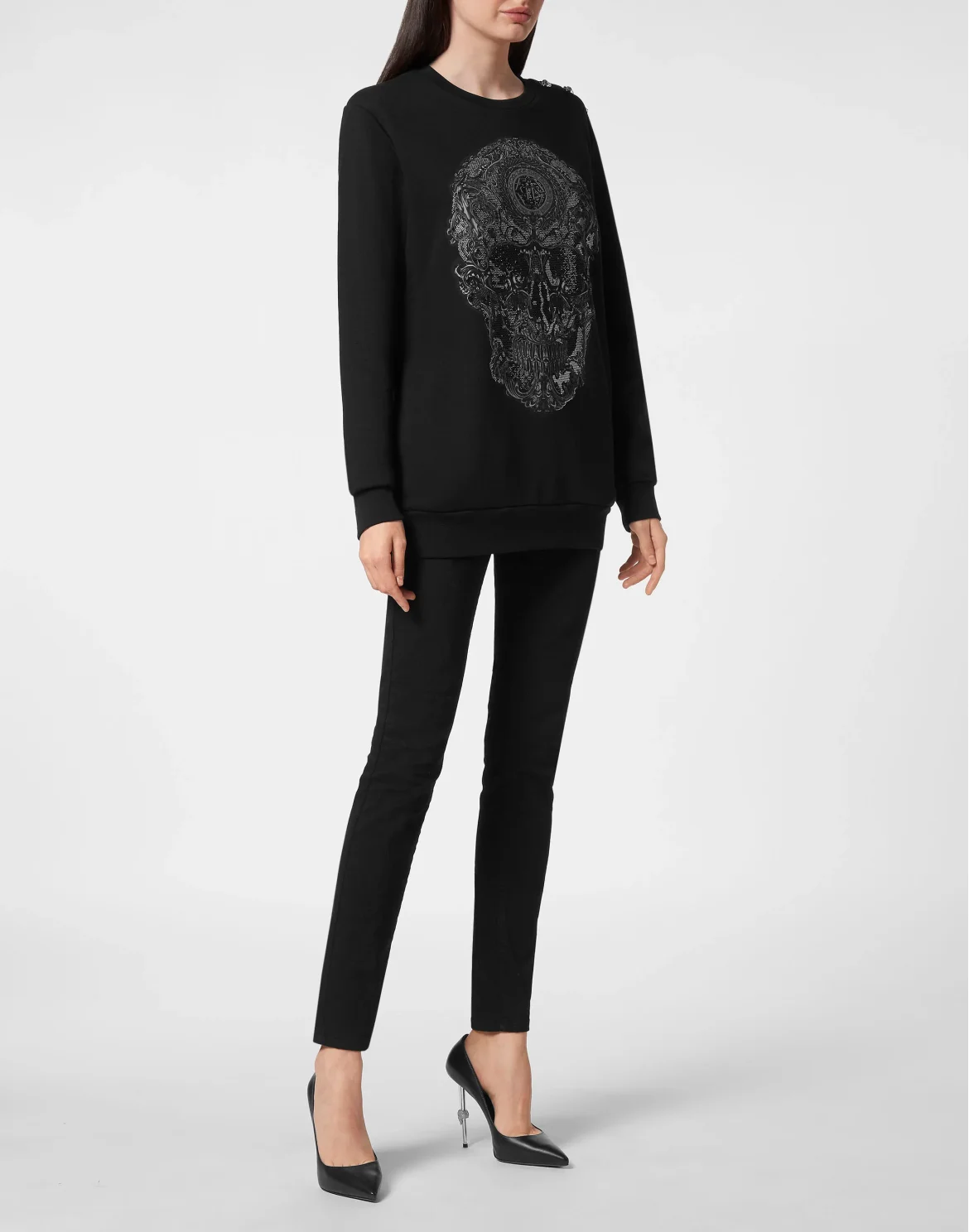 Oversize Sweatshirt LS Baroque, цвет: Черный
