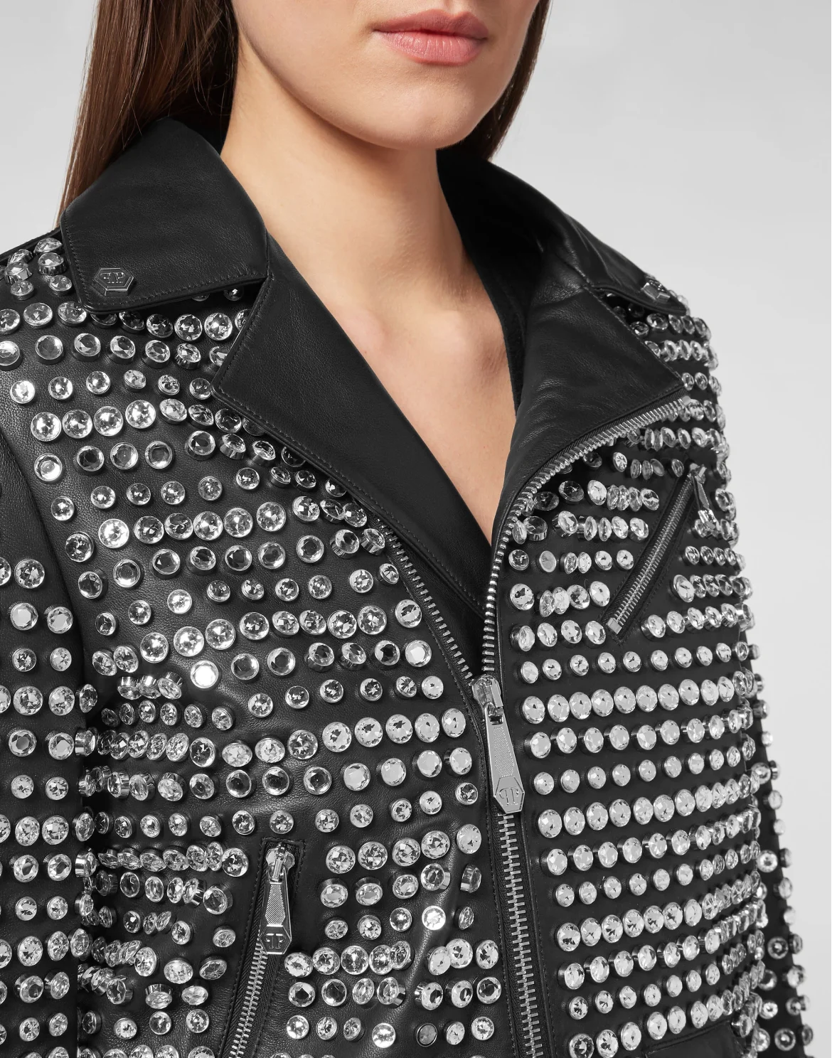 LIMITED  EDITION  CRYSTAL  BIKER with Crystals, цвет: Черный
