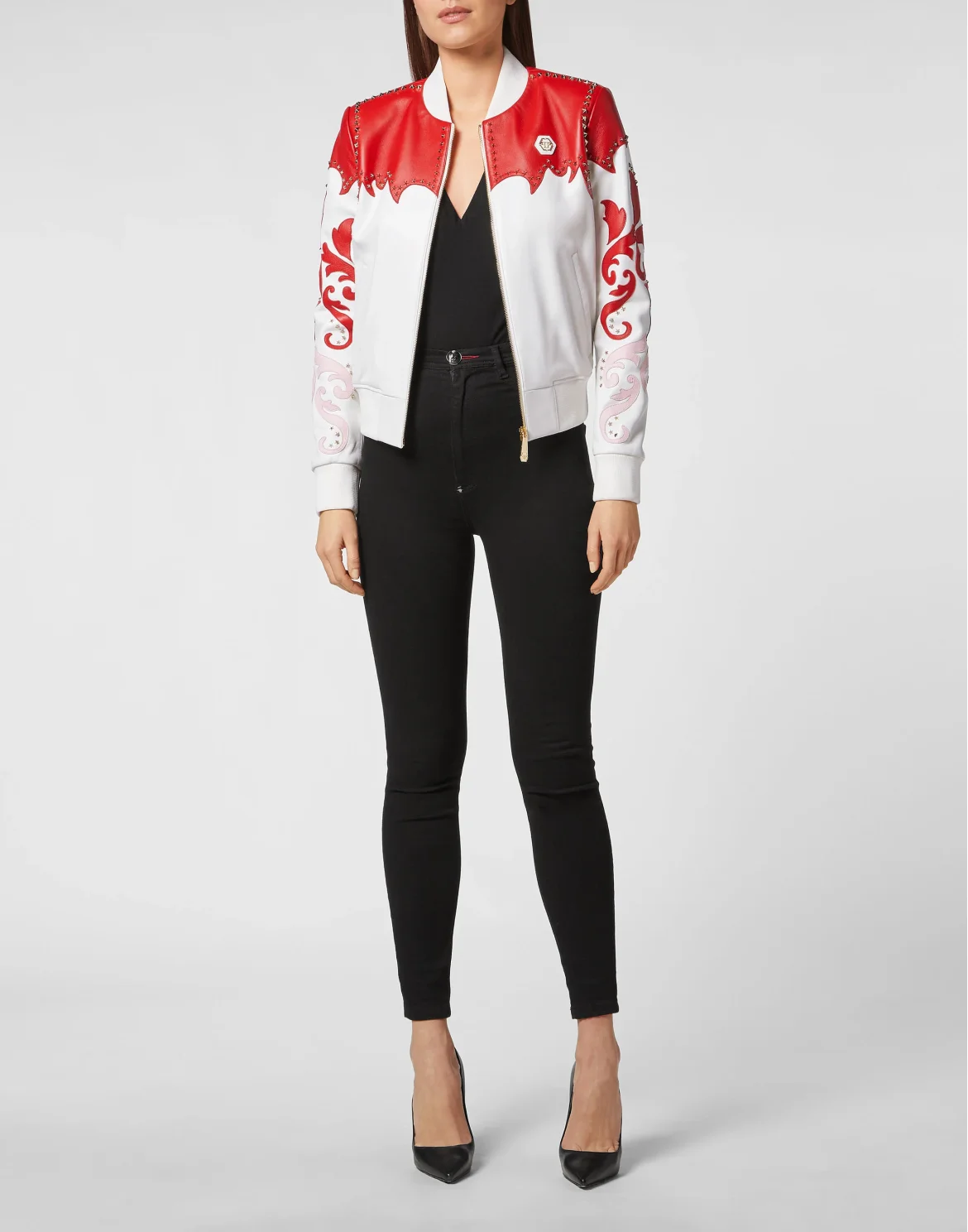 Cowboy Intarsia Leather Bomber, цвет: Белый