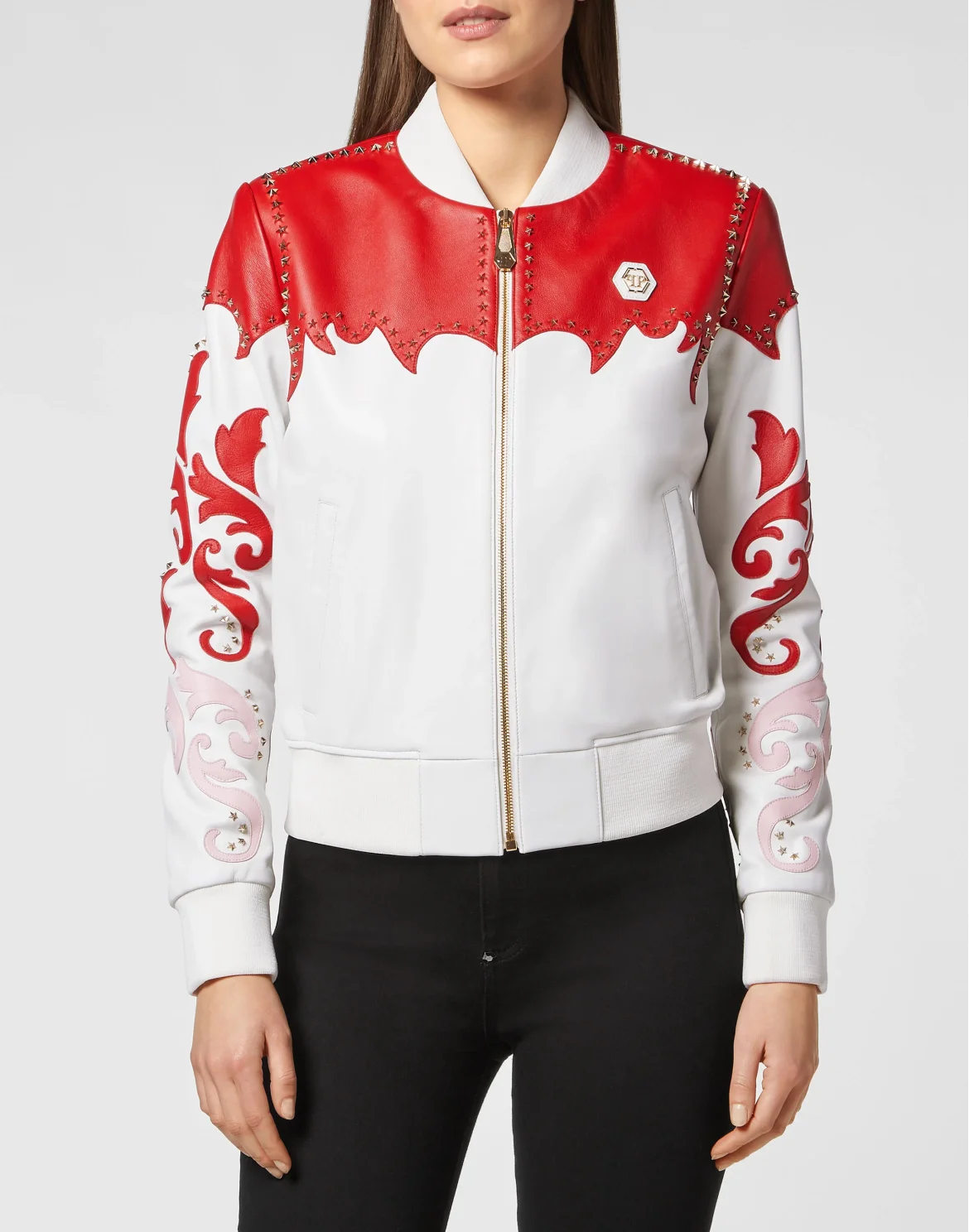 Cowboy Intarsia Leather Bomber, цвет: Белый