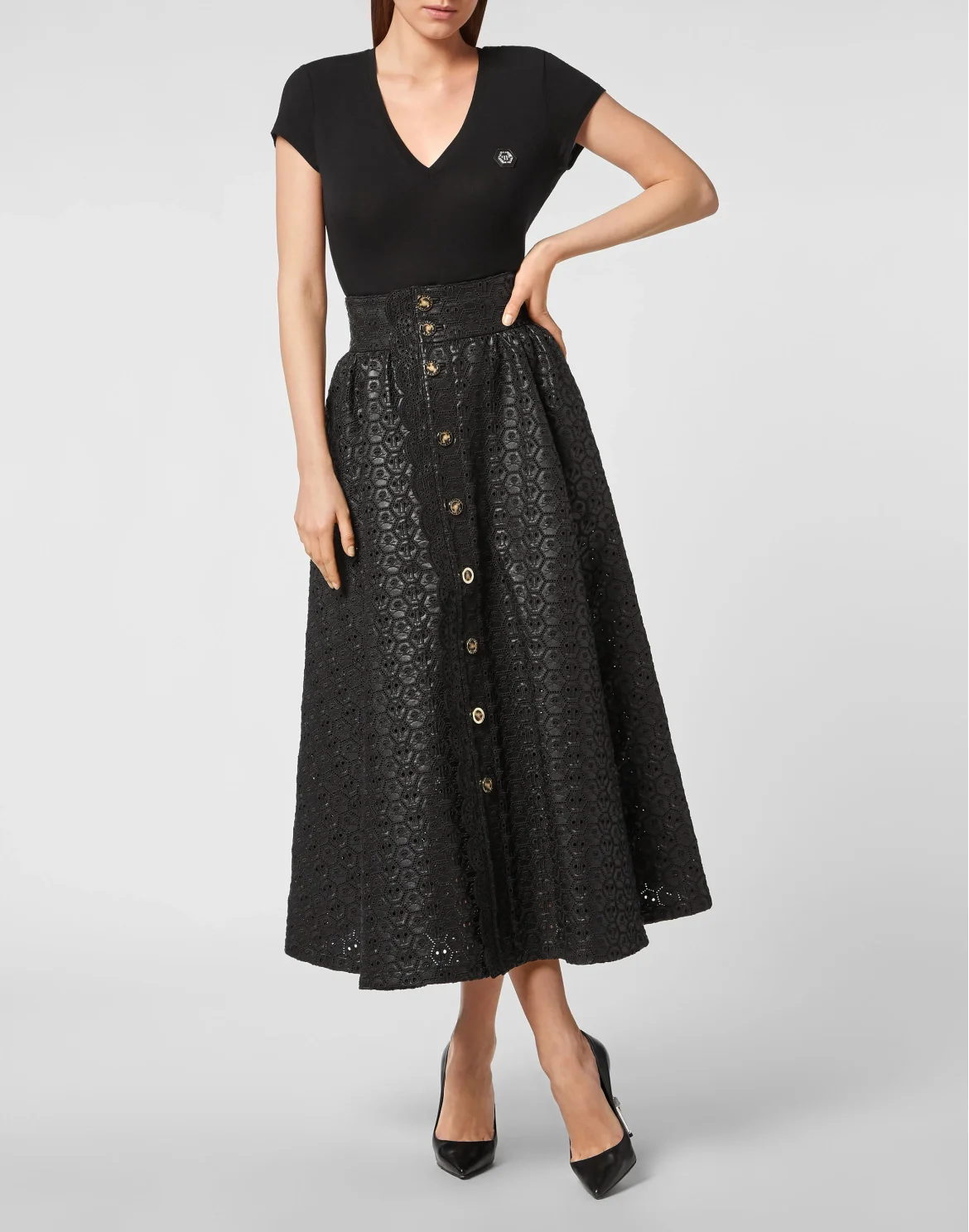 Sangallo Leather Maxi Skirt, цвет: Черный
