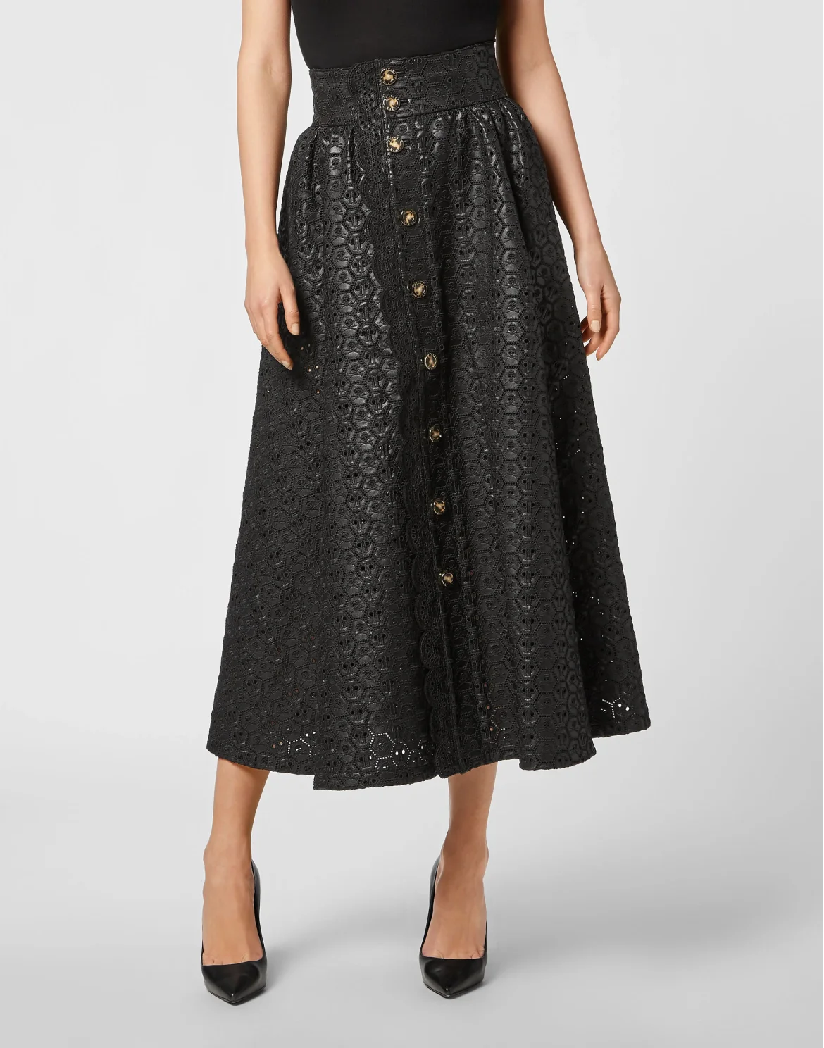 Sangallo Leather Maxi Skirt, цвет: Черный