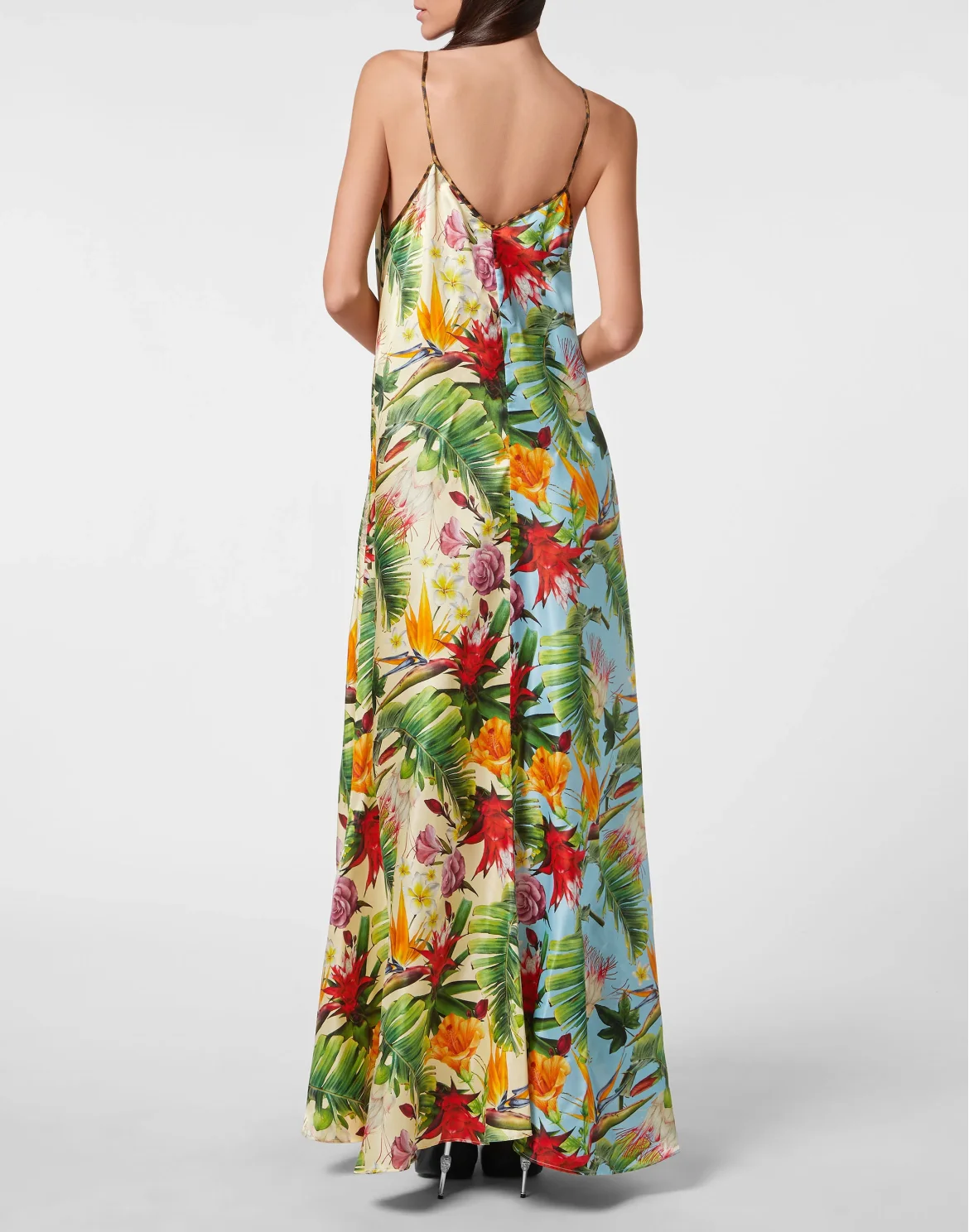 Satin Long Dress Flowers, цвет: Леопард