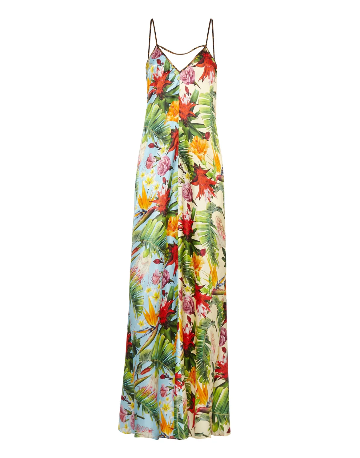 Satin Long Dress Flowers, цвет: Леопард