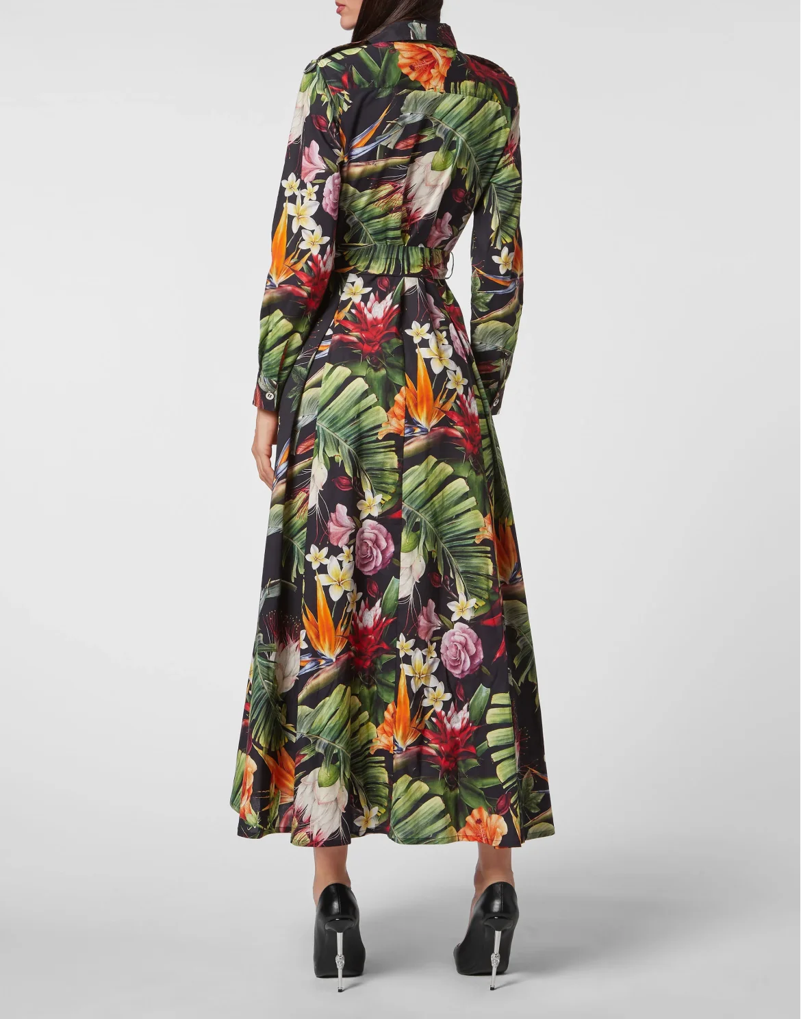 Long Shirt Dress Flowers, цвет: Черный