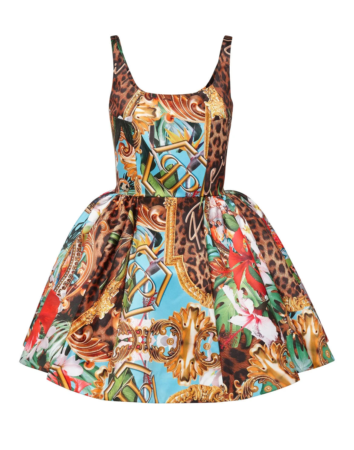 Duchesse Short Dress Baroque Flowers, цвет: Мультиколор