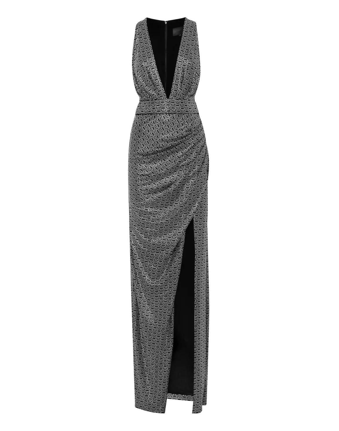 Long Dress Monogram with Crystals, цвет: Черный