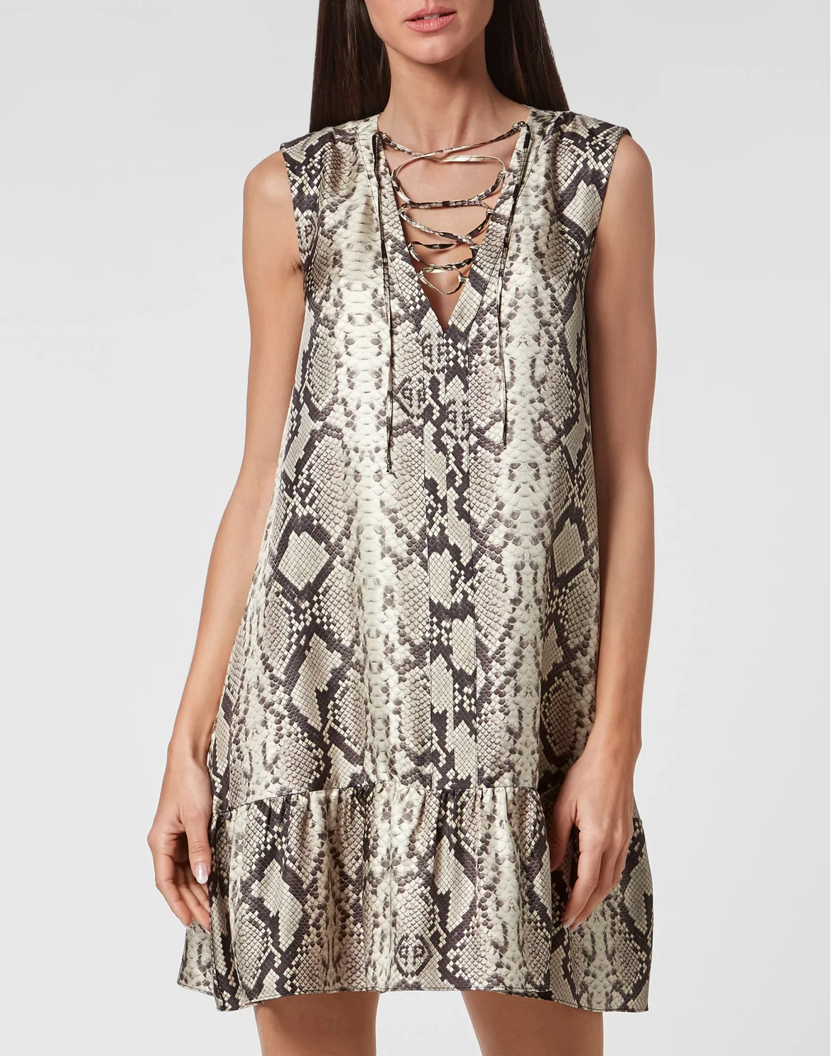 Python Print Twill Flare Mini Dress, цвет: Мультиколор