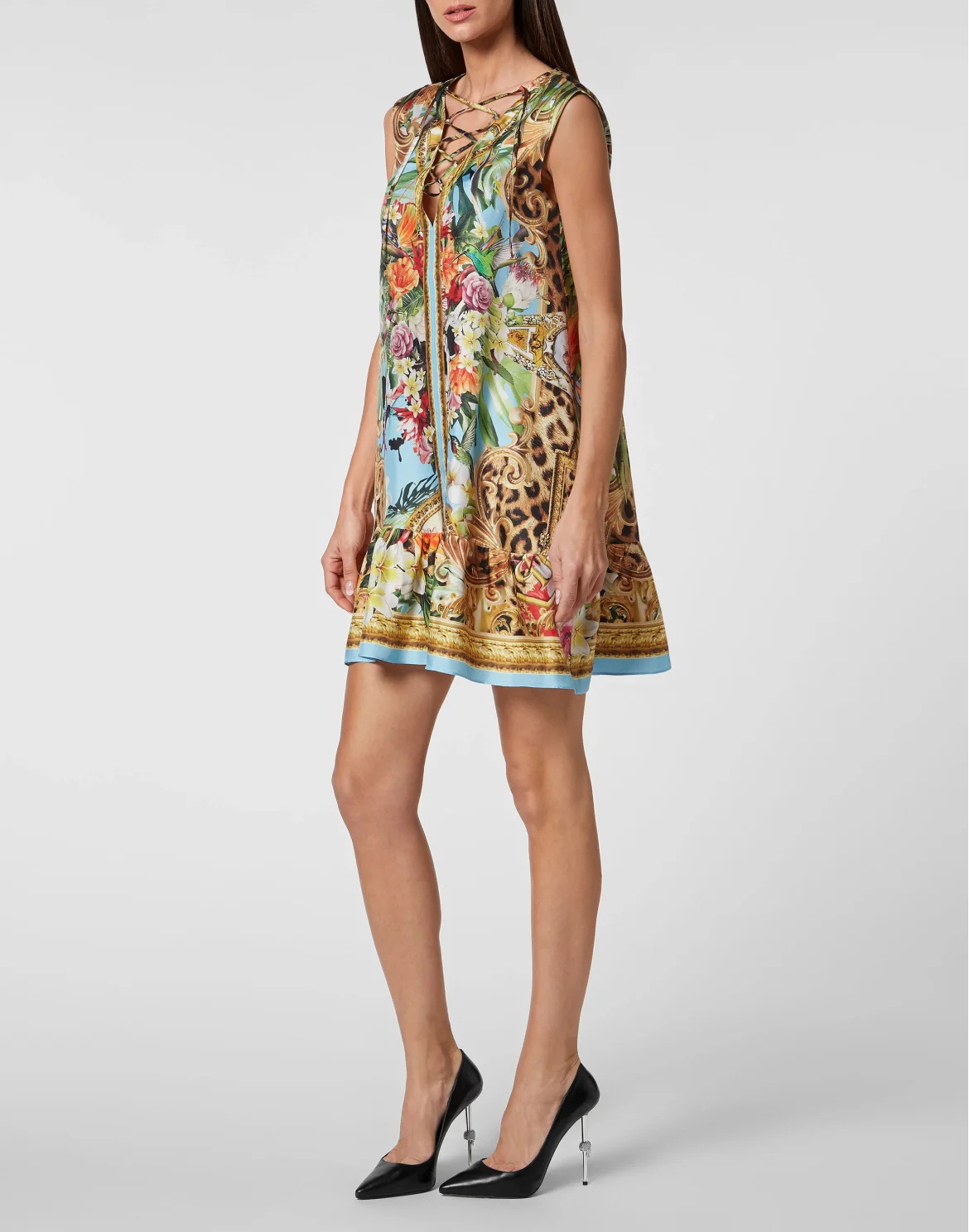 Twill Flare Mini Dress Leopard, цвет: Мультиколор