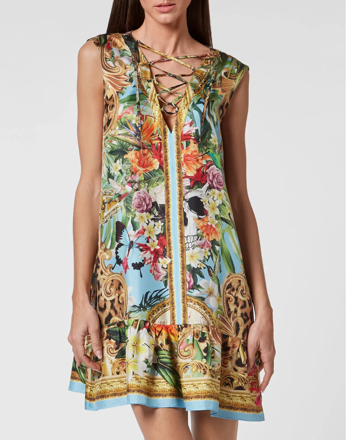 Twill Flare Mini Dress Leopard, цвет: Мультиколор