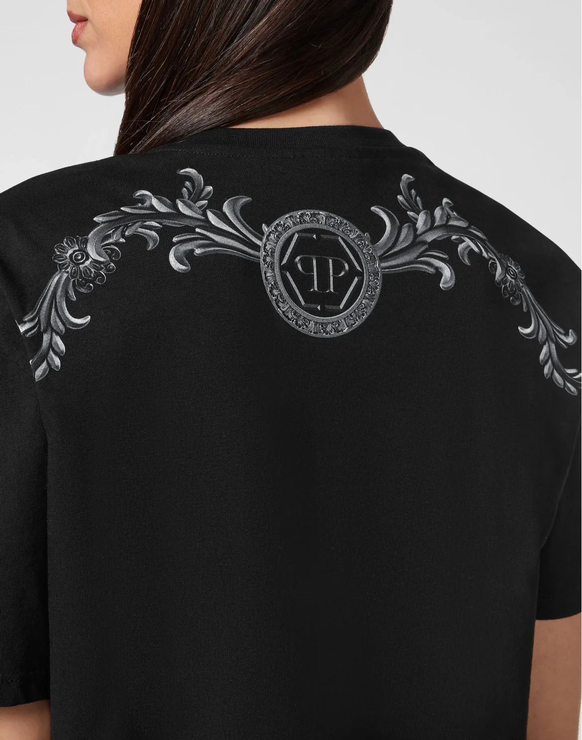 T-shirt Short Dresses Baroque with Crystals, цвет: Черный
