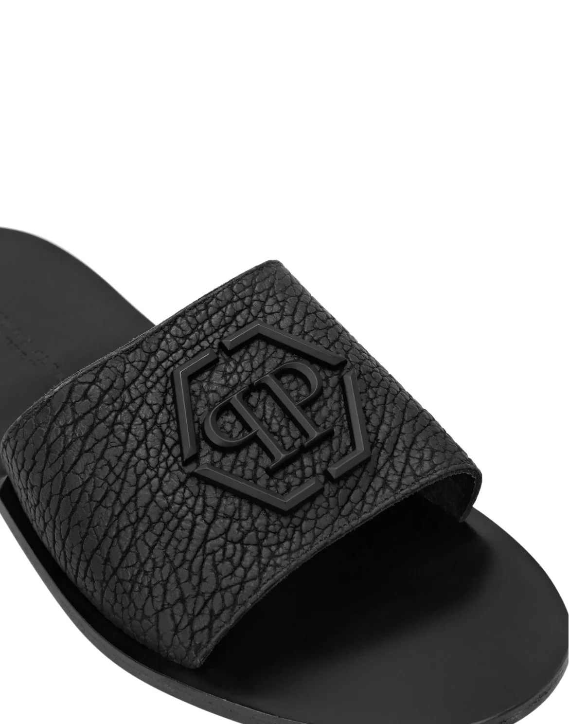 Leather Sandals Flat Gothic Plein, цвет: Черный
