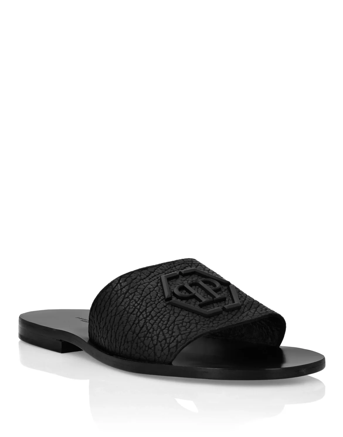 Leather Sandals Flat Gothic Plein, цвет: Черный