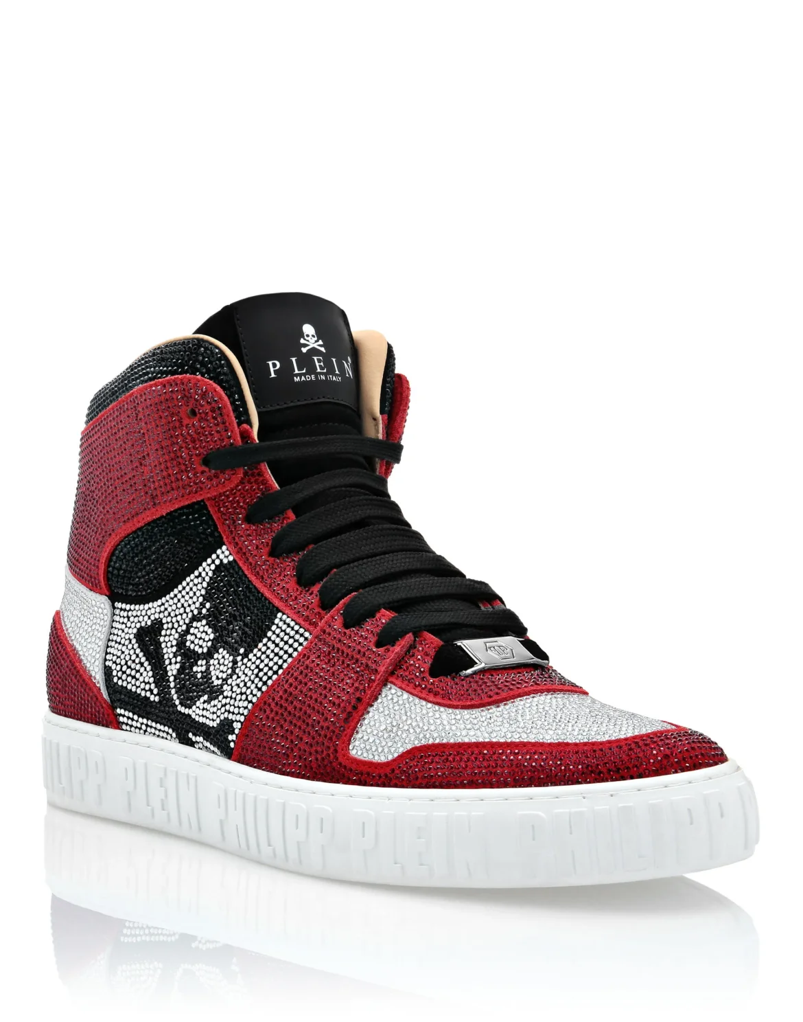 HI-TOP SNEAKERS NOTORIOUS CRYSTAL SKULL with Crystals, цвет: Красный