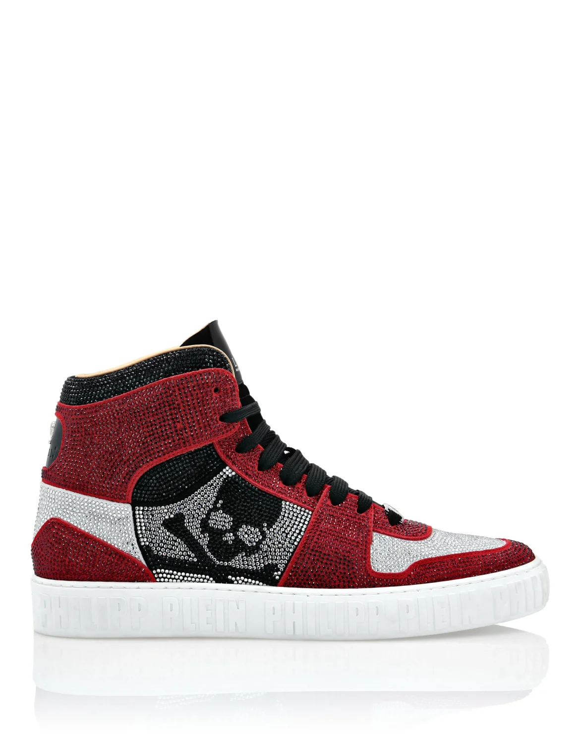 HI-TOP SNEAKERS NOTORIOUS CRYSTAL SKULL with Crystals, цвет: Красный