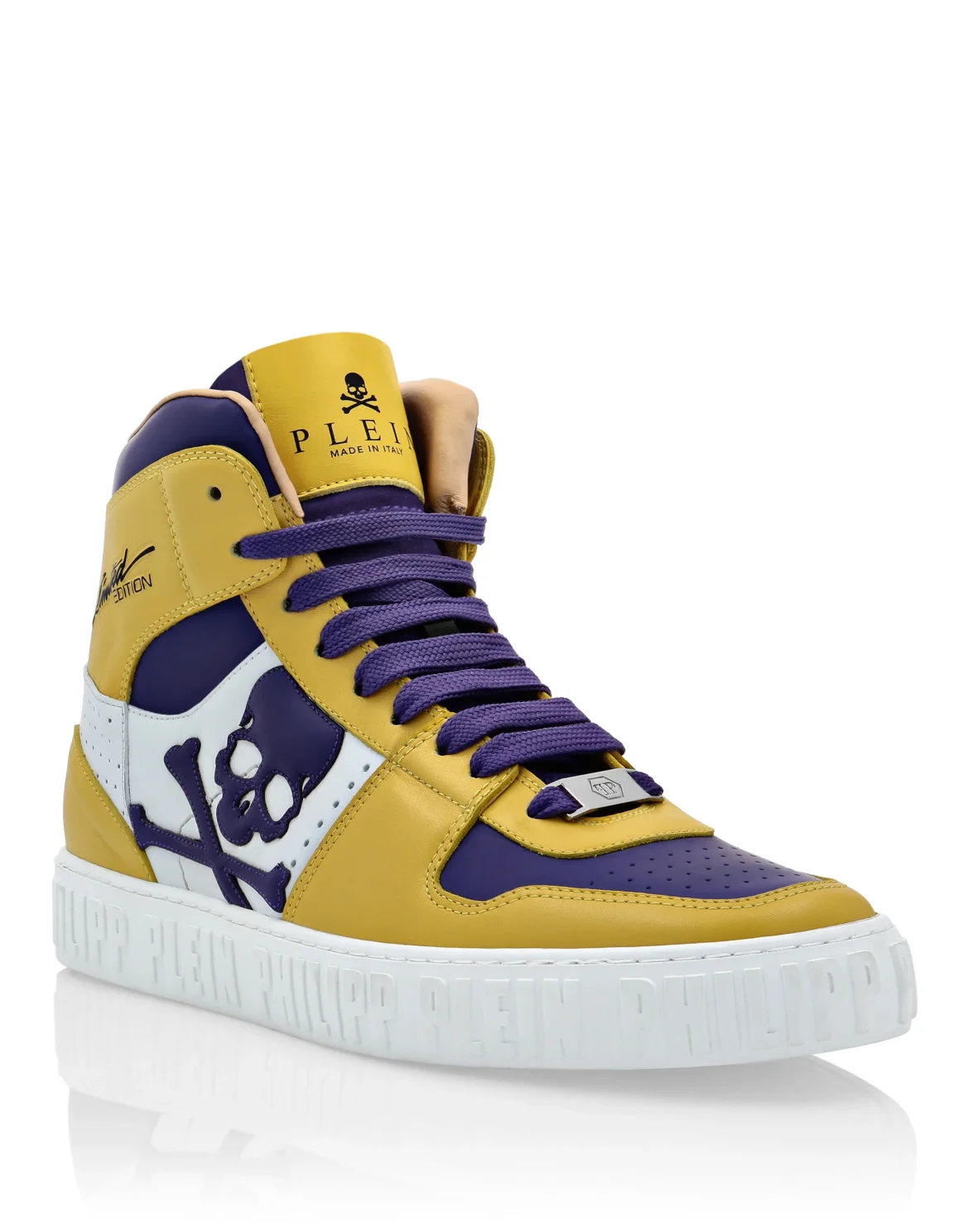Leather Hi-Top Sneakers Skull, цвет: Фиолетовый