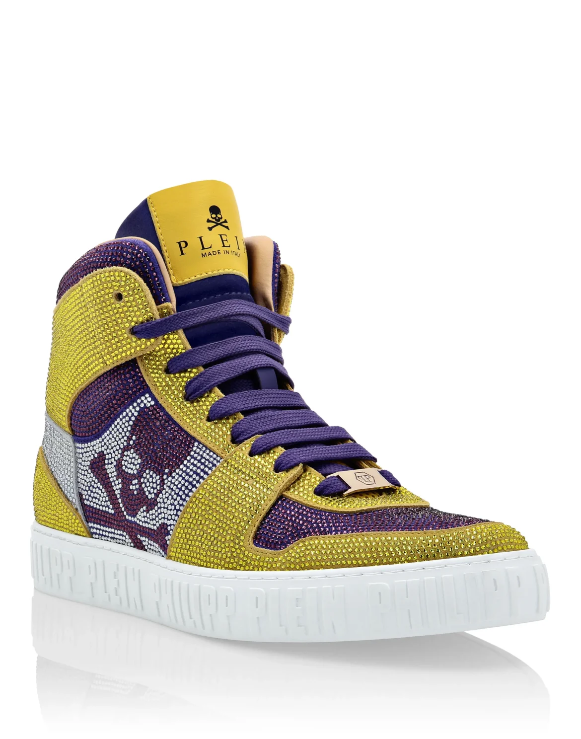HI-TOP SNEAKERS NOTORIOUS CRYSTAL SKULL with Crystals, цвет: Желтый