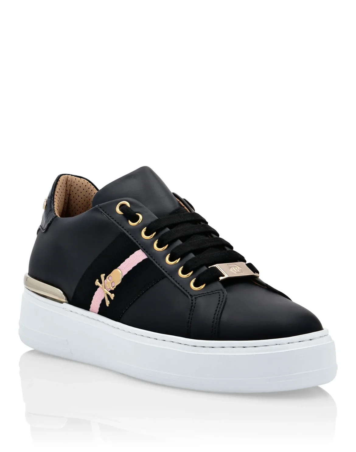 Leather Lo-Top Sneakers Stripes, цвет: Черный