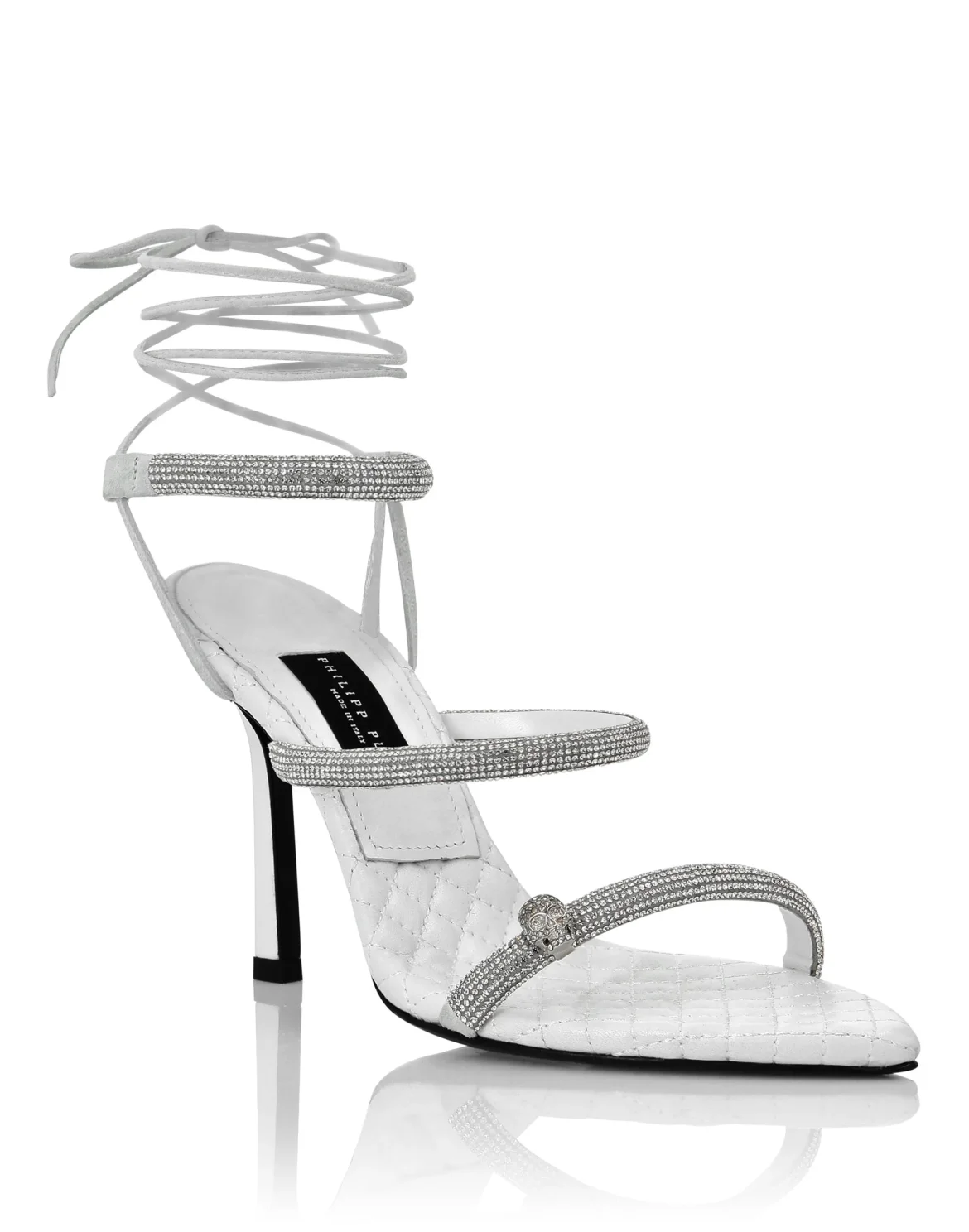 Crystal Lace-up Sandals, цвет: Белый
