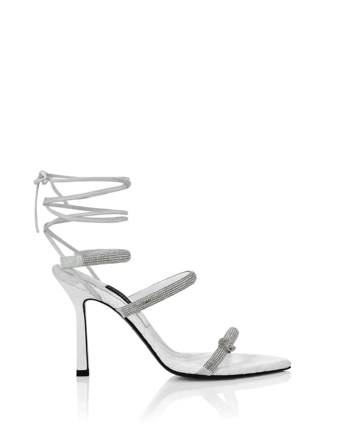 Crystal Lace-up Sandals, цвет: Белый